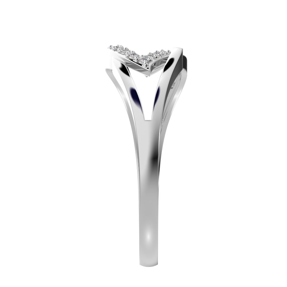 0.095 ct Round Cut Simulated Clear Diamond dainty Minimalist cluster infinity eye split shank 14K / 18K Solid White Gold everyday ring