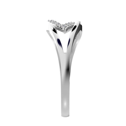 0.095 ct Round Cut Simulated Clear Diamond dainty Minimalist cluster infinity eye split shank 14K / 18K Solid White Gold everyday ring