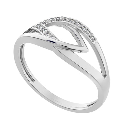 0.095 ct Round Cut Simulated Clear Diamond dainty Minimalist cluster infinity eye split shank 14K / 18K Solid White Gold everyday ring