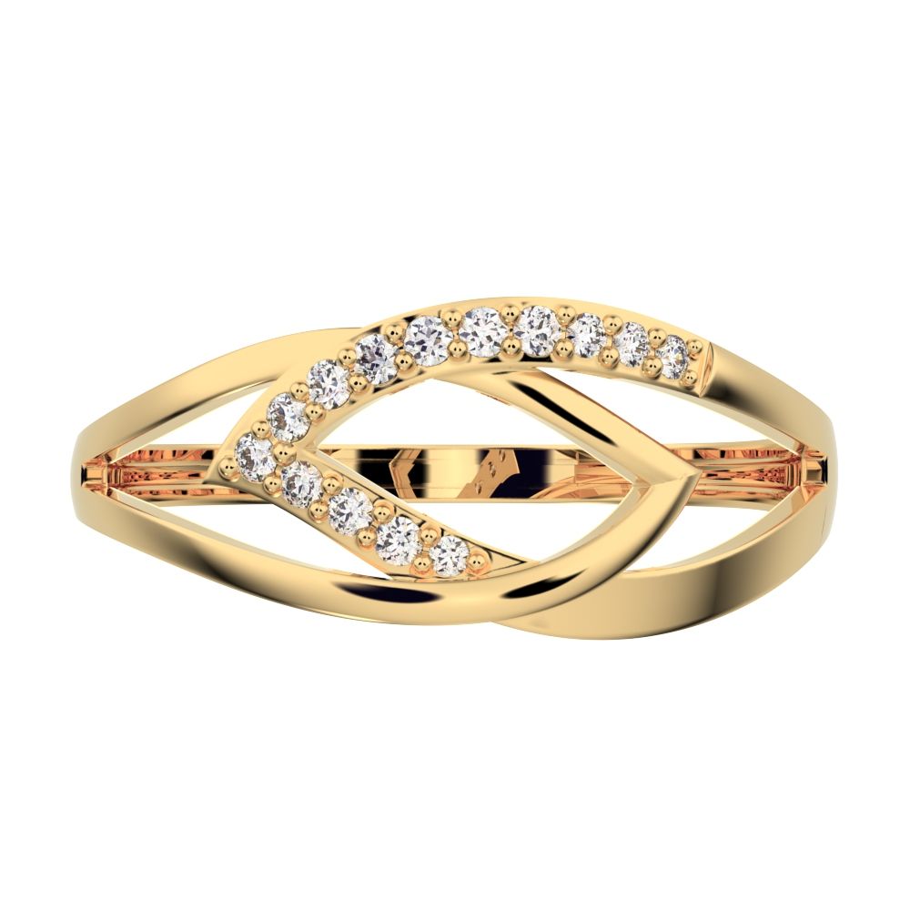 0.095 ct Round Cut Moissanite dainty Minimalist cluster infinity light eye split shank 14K / 18K Solid Yellow Gold everyday ring