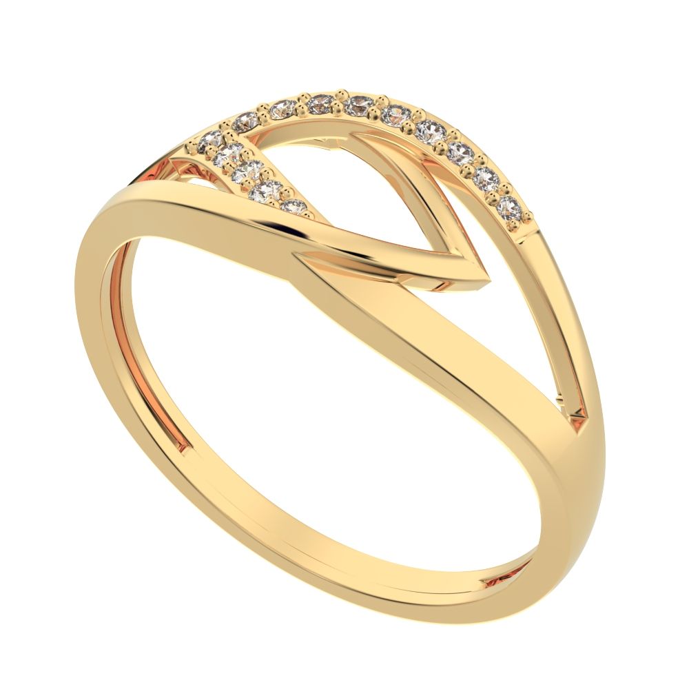 0.095 ct Round Cut Moissanite dainty Minimalist cluster infinity light eye split shank 14K / 18K Solid Yellow Gold everyday ring