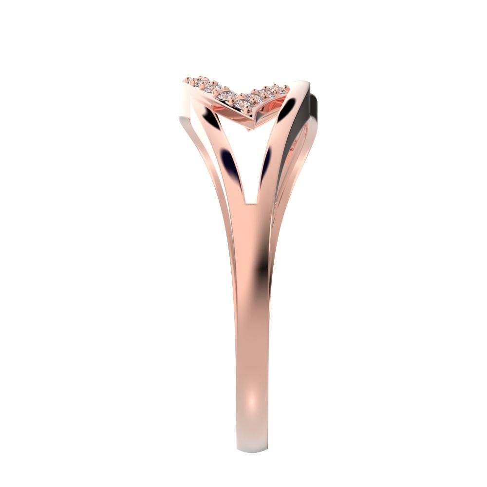 0.095 ct Round Cut Moissanite dainty Minimalist cluster infinity light eye split shank 14K / 18K Solid Rose Gold everyday ring