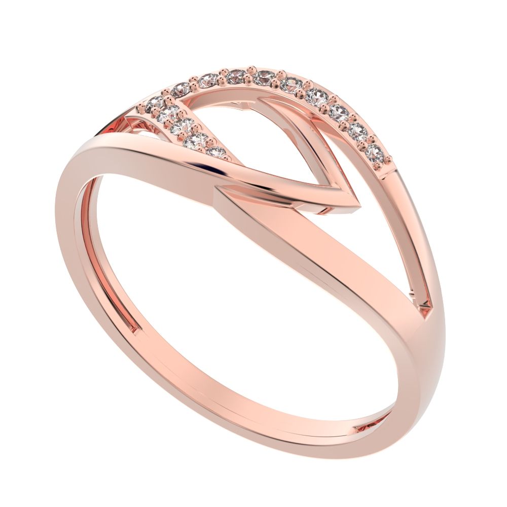 0.095 ct Round Cut Simulated Clear Diamond dainty Minimalist cluster infinity light eye split shank 14K / 18K Solid Rose Gold everyday ring