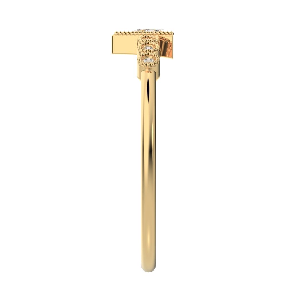 0.39 ct Triangle Cut Simulated Clear Diamond dainty halo Minimalist solitaire with accents 14K / 18K Solid Yellow Gold everyday ring