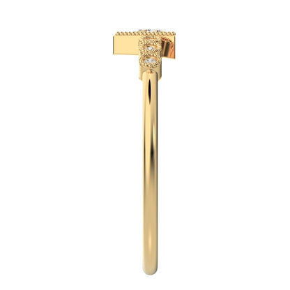 0.39 ct Triangle Cut Simulated Clear Diamond dainty halo Minimalist solitaire with accents 14K / 18K Solid Yellow Gold everyday ring