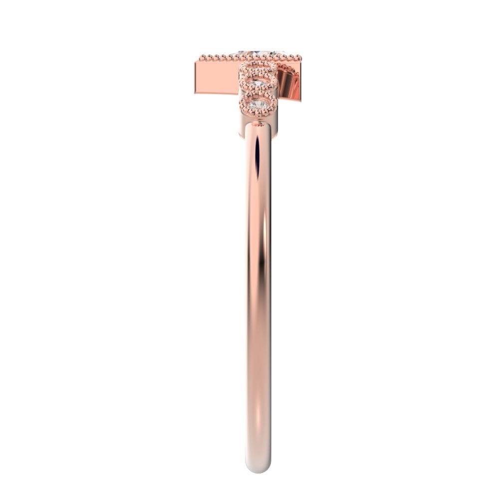 0.39 ct Triangle Cut Simulated Clear Diamond dainty halo Minimalist solitaire with accents pyramid 14K / 18K Solid Rose Gold everyday ring