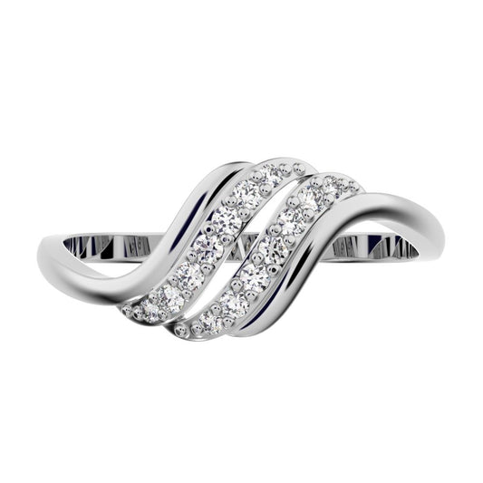 0.13 ct Round Cut Moissanite dainty Minimalist infinity cluster light Cocktail 14K / 18K Solid White Gold everyday ring