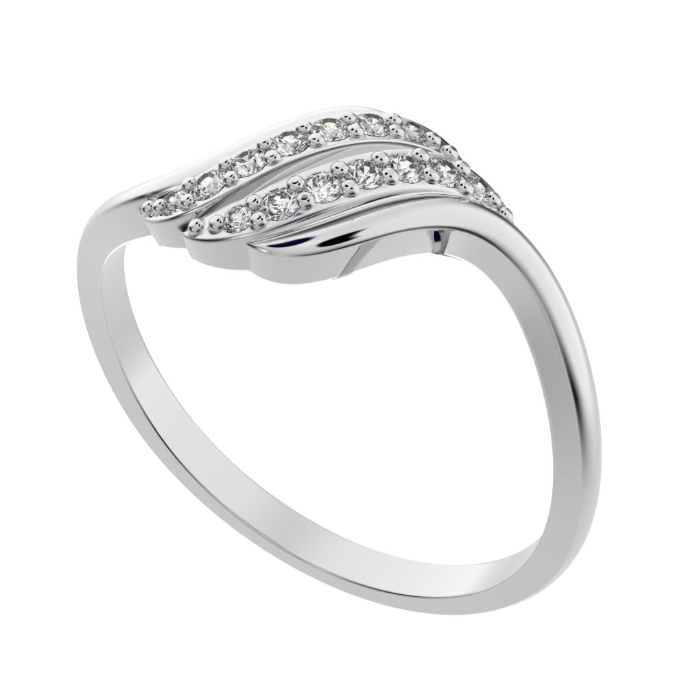 0.13 ct Round Cut Simulated Clear Diamond dainty Minimalist infinity cluster light Cocktail 14K / 18K Solid White Gold everyday ring