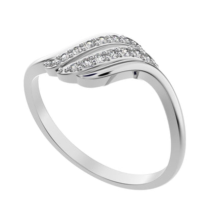 0.13 ct Round Cut Moissanite dainty Minimalist infinity cluster light Cocktail 14K / 18K Solid White Gold everyday ring