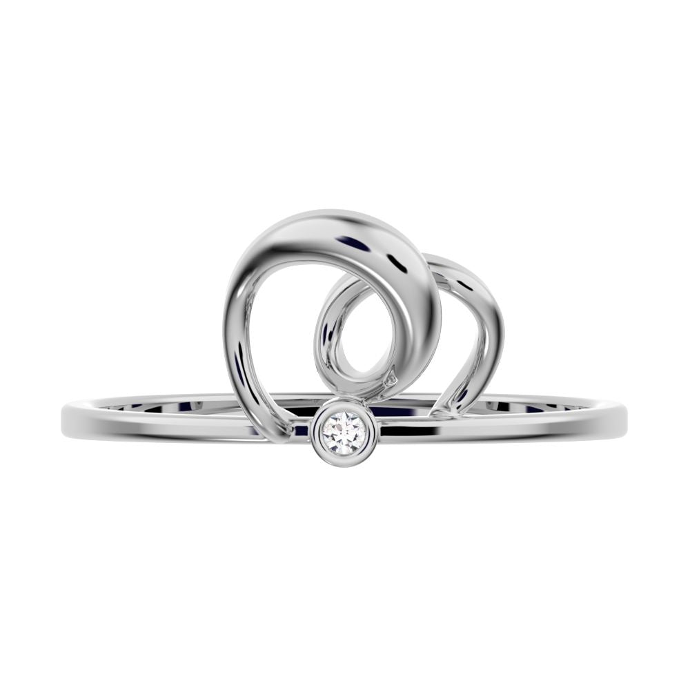 0.01 ct Round Cut Moissanite dainty Minimalist bezel knot Stackable twist Cocktail Abstract 14K / 18K Solid White Gold everyday ring