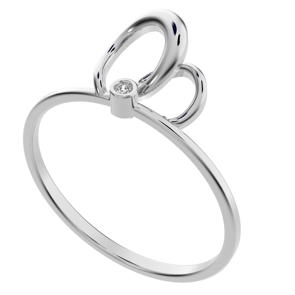 0.01 ct Round Cut Moissanite dainty Minimalist bezel knot Stackable twist Cocktail Abstract 14K / 18K Solid White Gold everyday ring