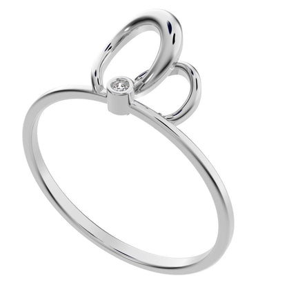 0.01 ct Round Cut Moissanite dainty Minimalist bezel knot Stackable twist Cocktail Abstract 14K / 18K Solid White Gold everyday ring