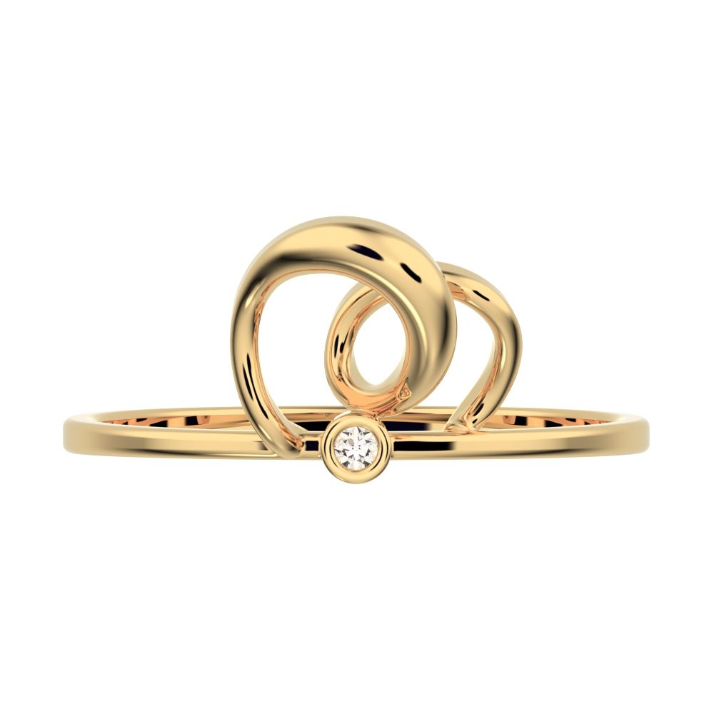 0.01 ct Round Cut Simulated Clear Diamond dainty Minimalist knot Stackable twist Cocktail 14K / 18K Solid Yellow Gold everyday ring