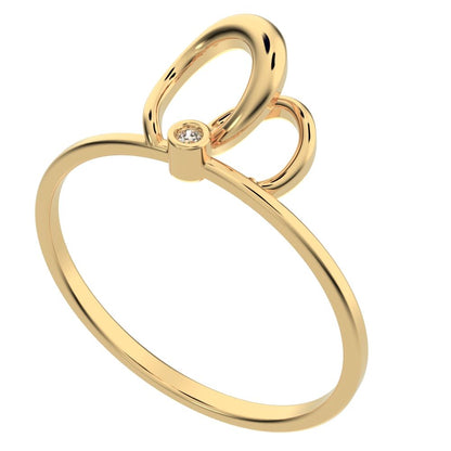 0.01 ct Round Cut Moissanite dainty Minimalist bezel knot Stackable twist Cocktail Abstract 14K / 18K Solid Yellow Gold everyday ring