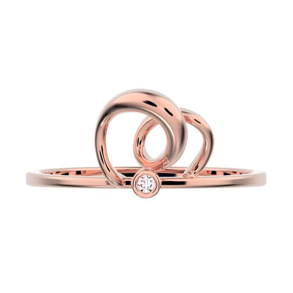 0.01 ct Round Cut Moissanite dainty Minimalist bezel knot Stackable twist Cocktail Abstract 14K / 18K Solid Rose Gold everyday ring