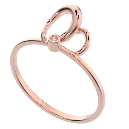 0.01 ct Round Cut Moissanite dainty Minimalist bezel knot Stackable twist Cocktail Abstract 14K / 18K Solid Rose Gold everyday ring