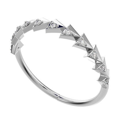 0.055 ct Round Cut Moissanite dainty Minimalist Stackable Arrow Half Eternity 14K / 18K Solid White Gold everyday wedding band