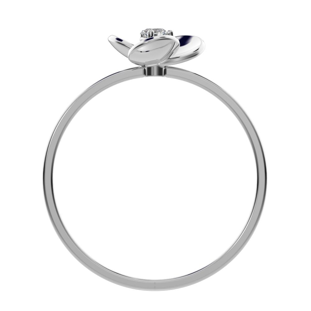 0.06 ct Round Cut Moissanite dainty Minimalist floral halo light Cocktail 14K / 18K Solid White Gold everyday ring