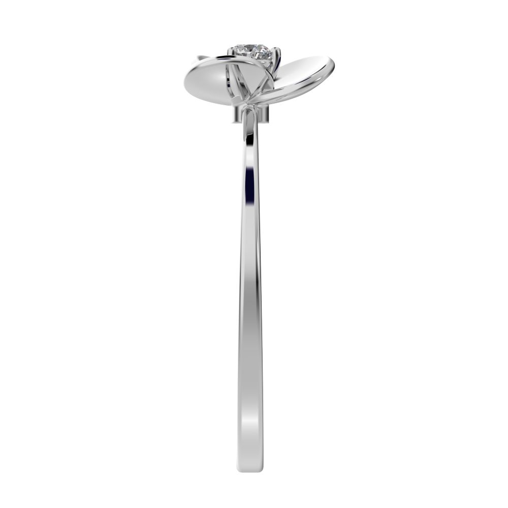 0.06 ct Round Cut Simulated Clear Diamond dainty Minimalist floral halo light Cocktail 14K / 18K Solid White Gold everyday ring