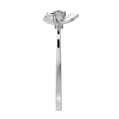 0.06 ct Round Cut Simulated Clear Diamond dainty Minimalist floral halo light Cocktail 14K / 18K Solid White Gold everyday ring
