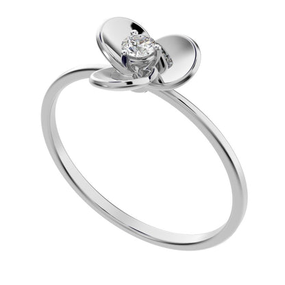 0.06 ct Round Cut Moissanite dainty Minimalist floral halo light Cocktail 14K / 18K Solid White Gold everyday ring