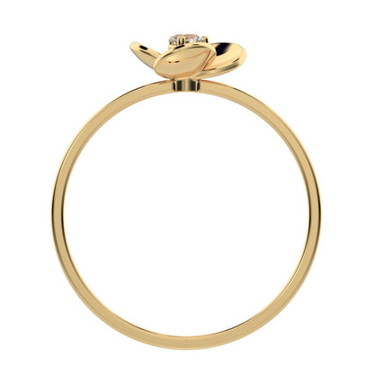 0.06 ct Round Cut Simulated Clear Diamond dainty Minimalist floral halo light Cocktail 14K / 18K Solid Yellow Gold everyday ring