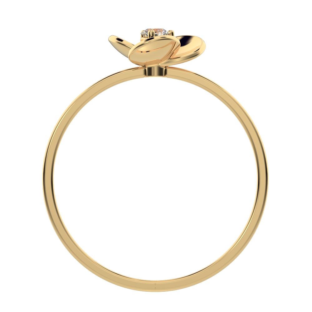 0.06 ct Round Cut Moissanite dainty Minimalist floral halo light Cocktail 14K / 18K Solid Yellow Gold everyday ring