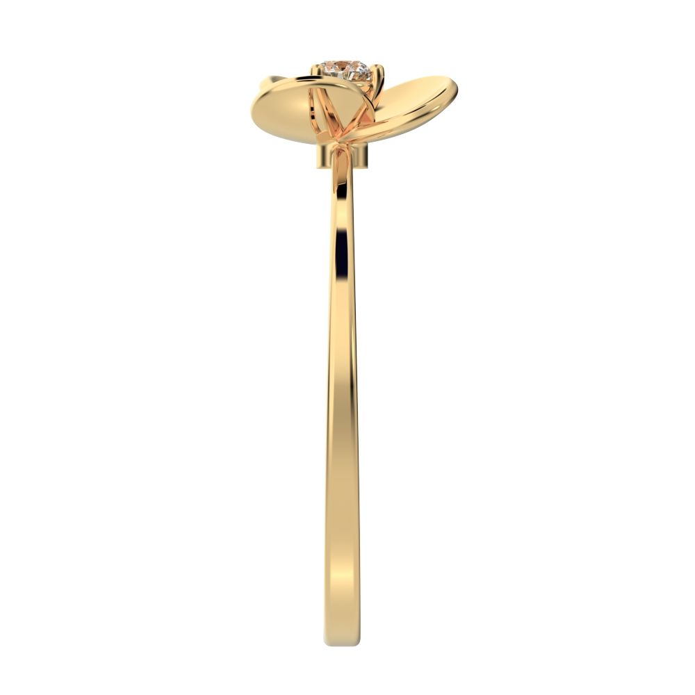 0.06 ct Round Cut Simulated Clear Diamond dainty Minimalist floral halo light Cocktail 14K / 18K Solid Yellow Gold everyday ring