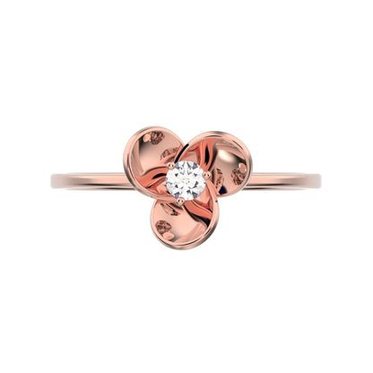 0.06 ct Round Cut Simulated Clear Diamond dainty Minimalist floral halo light Cocktail 14K / 18K Solid Rose Gold everyday ring