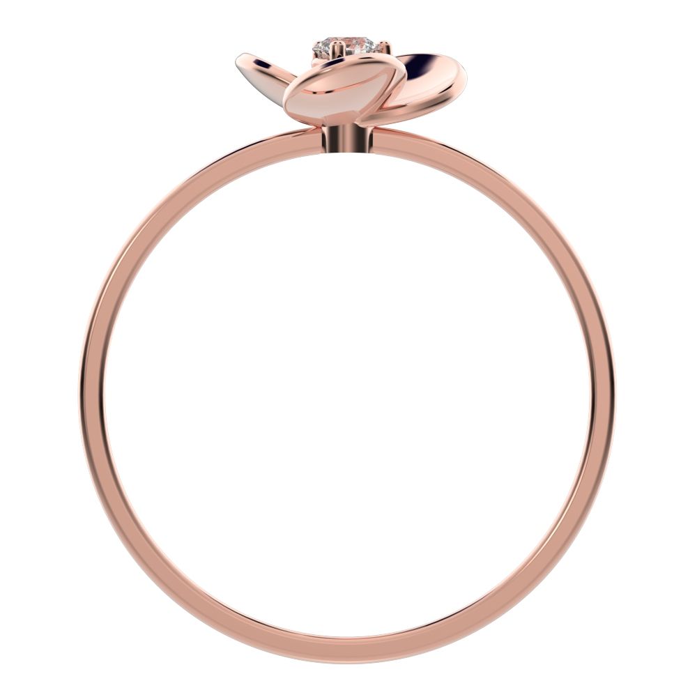 0.06 ct Round Cut Simulated Clear Diamond dainty Minimalist floral halo light Cocktail 14K / 18K Solid Rose Gold everyday ring