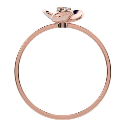 0.06 ct Round Cut Simulated Clear Diamond dainty Minimalist floral halo light Cocktail 14K / 18K Solid Rose Gold everyday ring