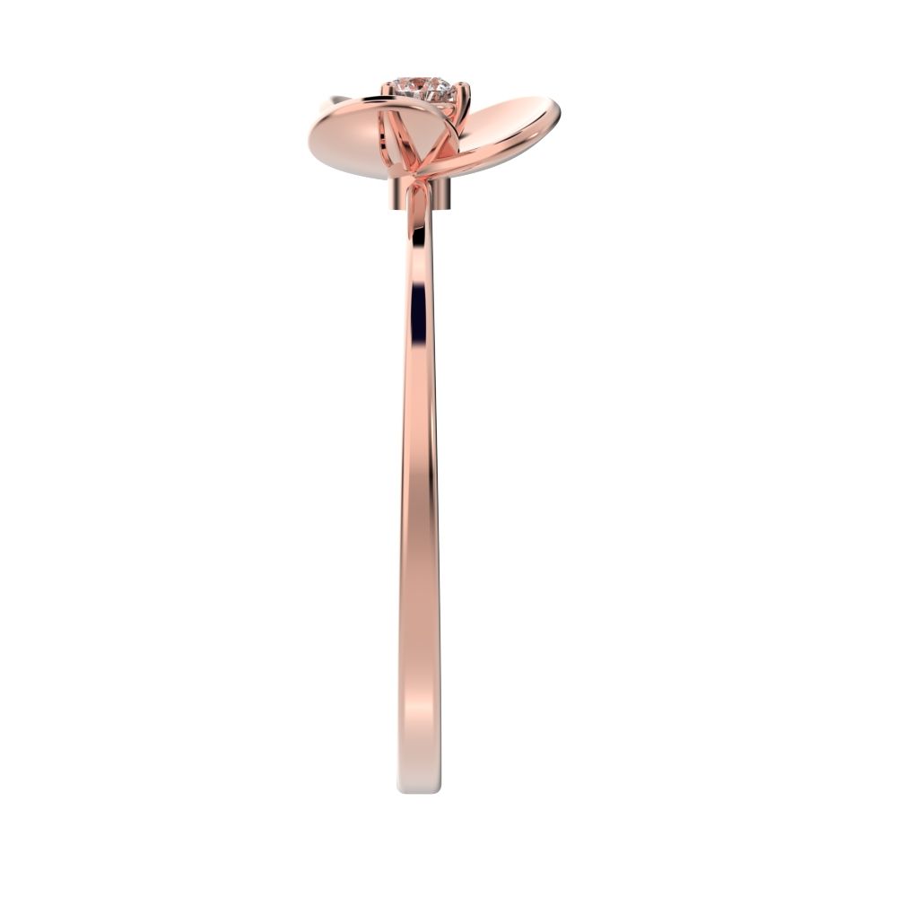 0.06 ct Round Cut Simulated Clear Diamond dainty Minimalist floral halo light Cocktail 14K / 18K Solid Rose Gold everyday ring