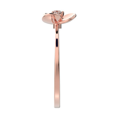 0.06 ct Round Cut Simulated Clear Diamond dainty Minimalist floral halo light Cocktail 14K / 18K Solid Rose Gold everyday ring