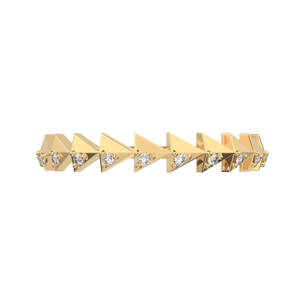 0.055Ct Round Cut Simulated Clear Diamond dainty Minimalist Stackable Arrow Half Eternity 14K / 18K Solid Yellow Gold everyday wedding band