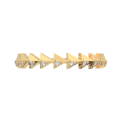 0.055Ct Round Cut Simulated Clear Diamond dainty Minimalist Stackable Arrow Half Eternity 14K / 18K Solid Yellow Gold everyday wedding band