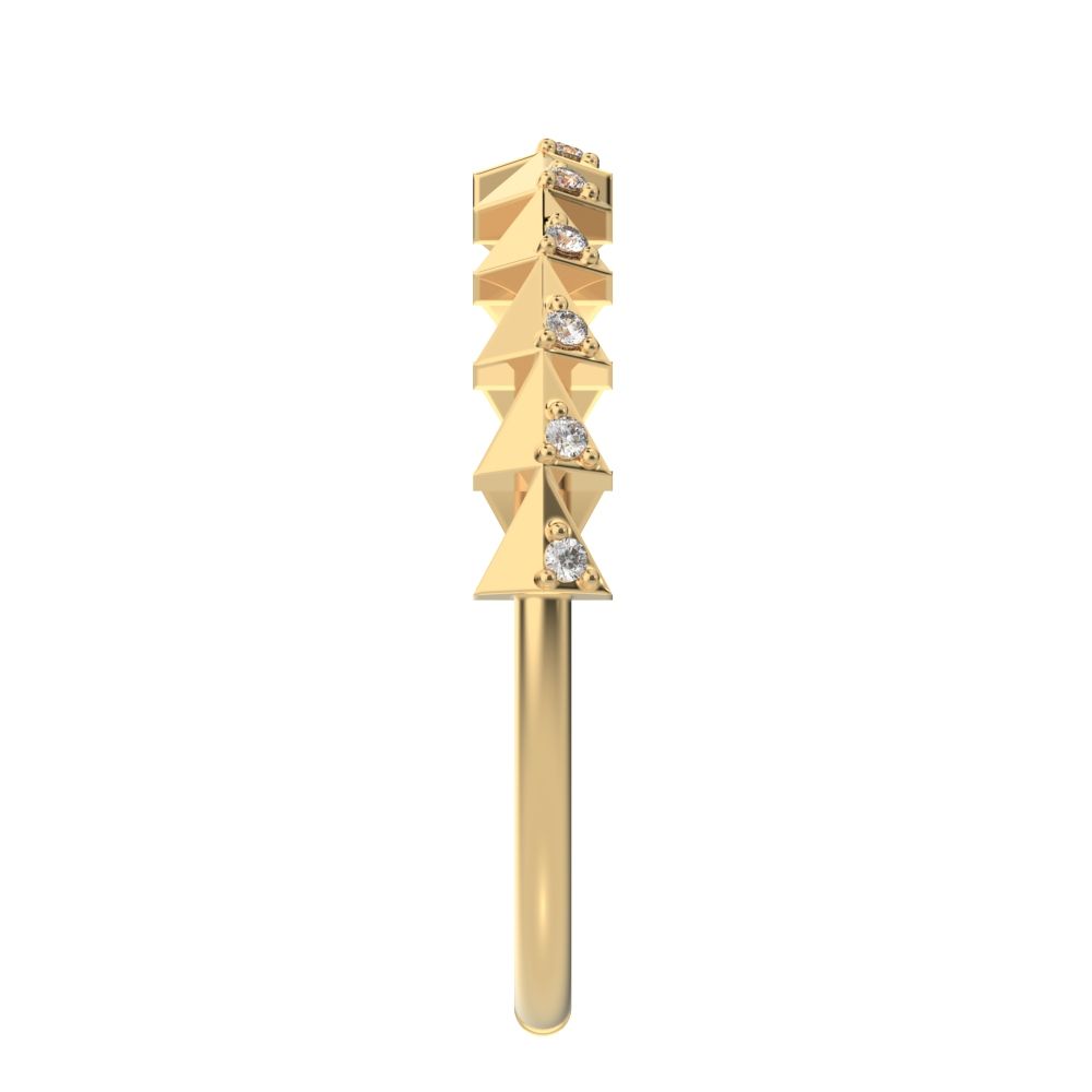 0.055 ct Round Cut Moissanite dainty Minimalist Stackable Arrow Half Eternity 14K / 18K Solid Yellow Gold everyday wedding band