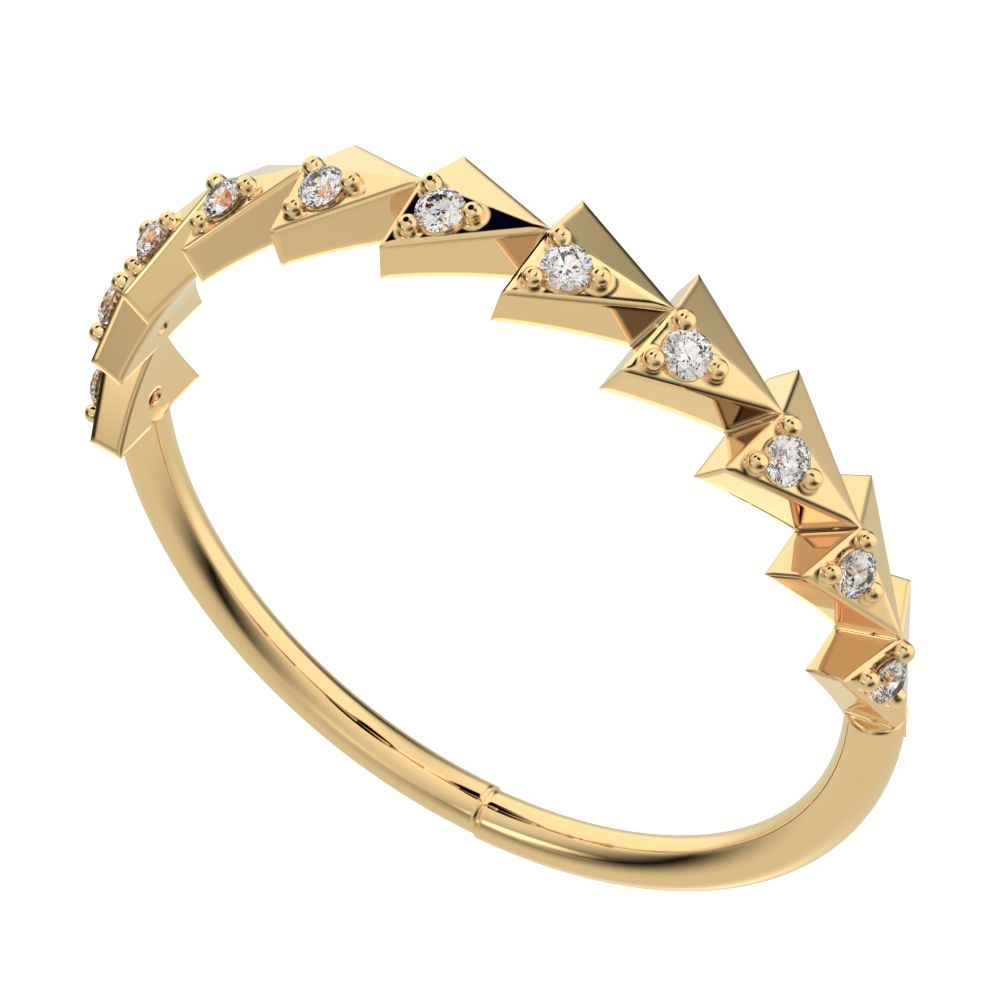 0.055 ct Round Cut Moissanite dainty Minimalist Stackable Arrow Half Eternity 14K / 18K Solid Yellow Gold everyday wedding band