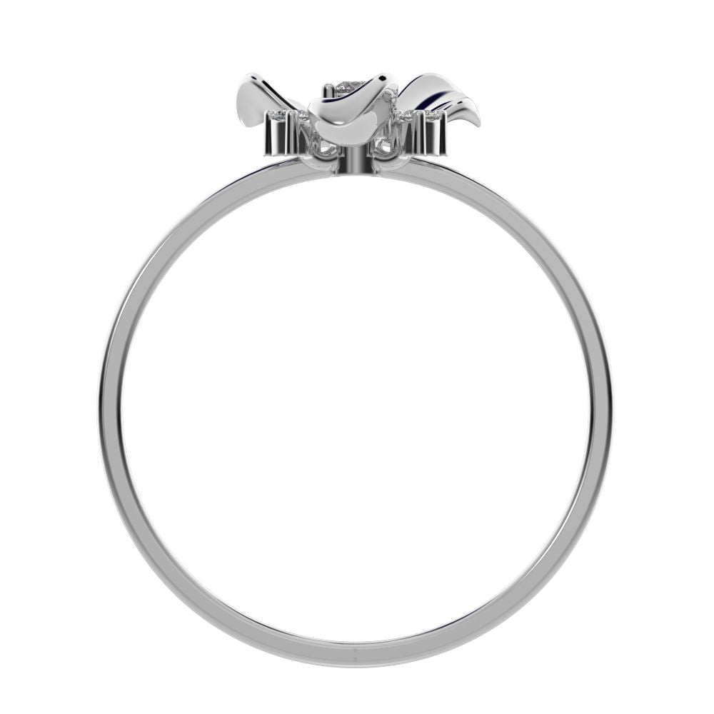 0.07 ct Round Cut Simulated Clear Diamond dainty Minimalist floral halo Cocktail star 14K / 18K Solid White Gold everyday ring
