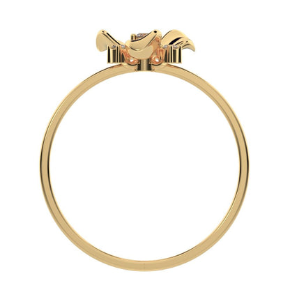 0.07 ct Round Cut Simulated Clear Diamond dainty Minimalist floral halo Cocktail star 14K / 18K Solid Yellow Gold everyday ring