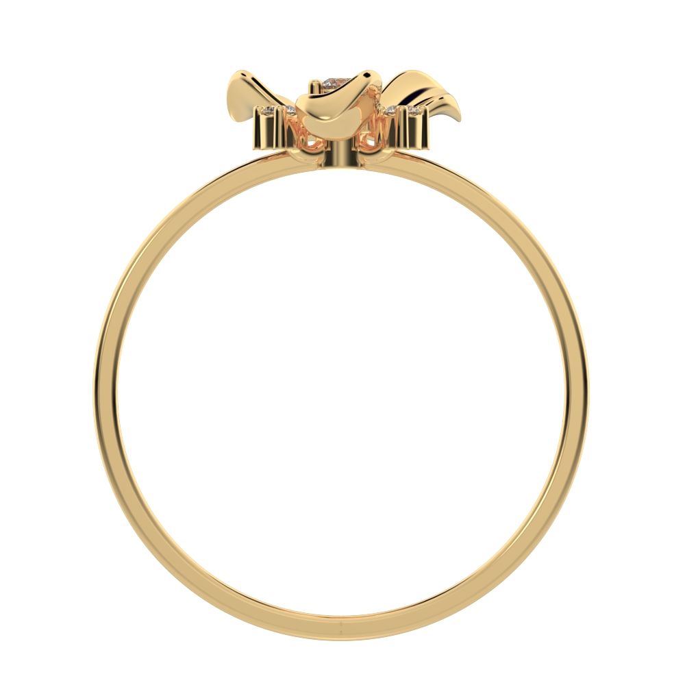 0.07 ct Round Cut Moissanite dainty Minimalist floral halo Cocktail star 14K / 18K Solid Yellow Gold everyday ring