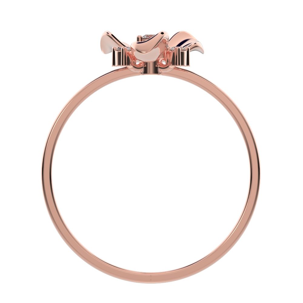 0.07 ct Round Cut Moissanite dainty Minimalist floral halo Cocktail star 14K / 18K Solid Rose Gold everyday ring