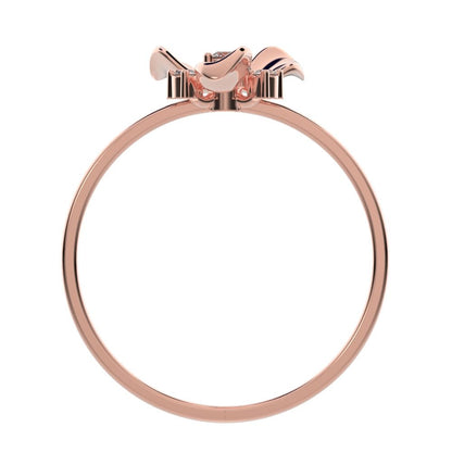 0.07 ct Round Cut Moissanite dainty Minimalist floral halo Cocktail star 14K / 18K Solid Rose Gold everyday ring