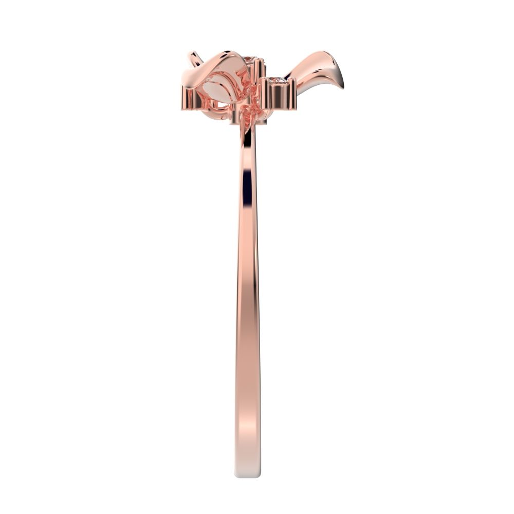 0.07 ct Round Cut Moissanite dainty Minimalist floral halo Cocktail star 14K / 18K Solid Rose Gold everyday ring