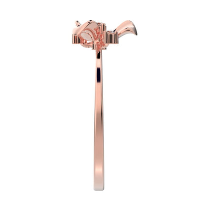 0.07 ct Round Cut Moissanite dainty Minimalist floral halo Cocktail star 14K / 18K Solid Rose Gold everyday ring