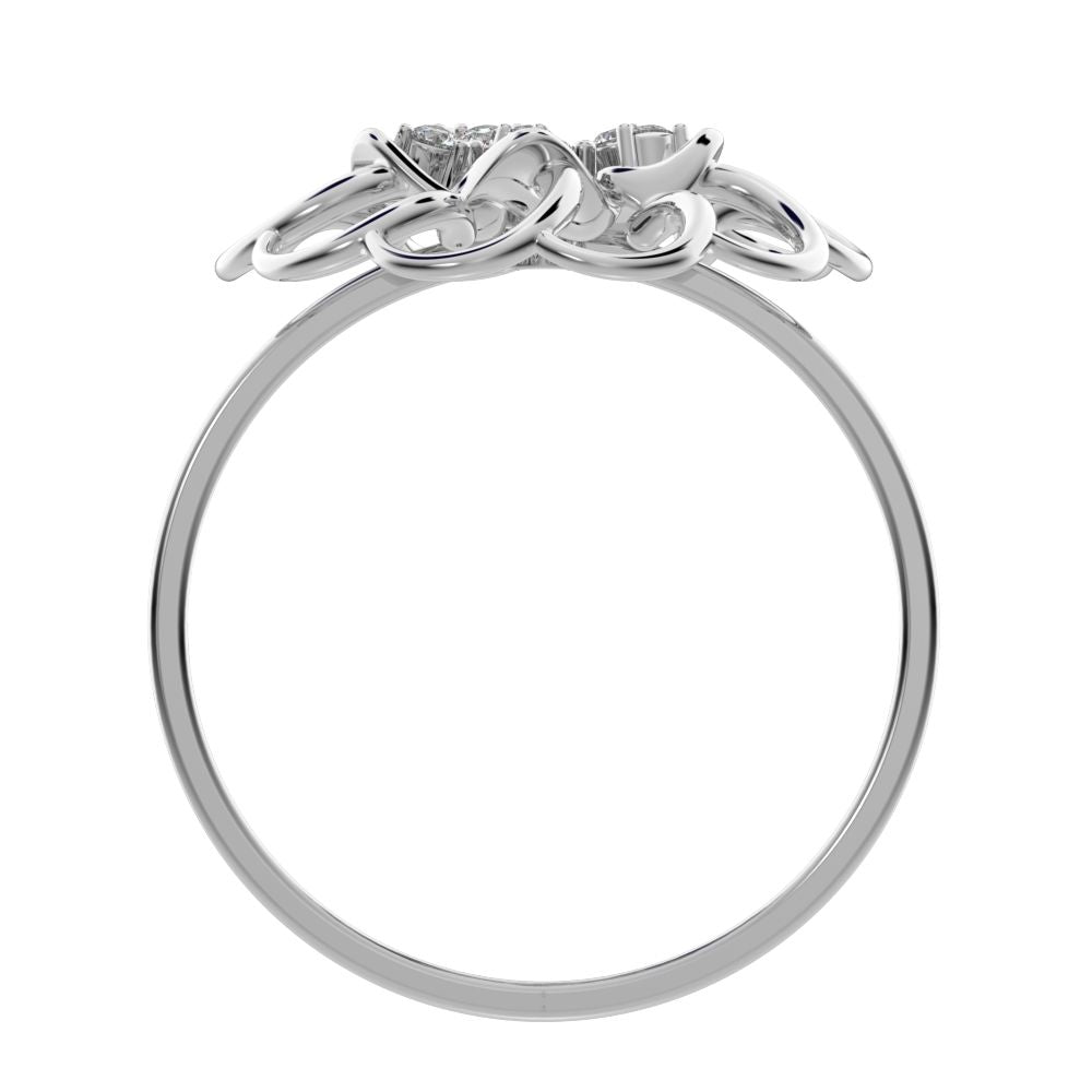 0.075 ct Round Cut Simulated Clear Diamond dainty Minimalist floral halo Cocktail star light 14K / 18K Solid White Gold everyday ring