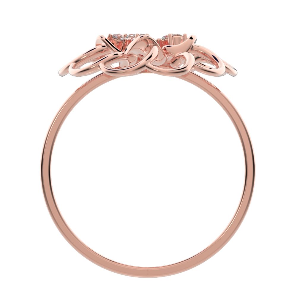 0.075 ct Round Cut Simulated Clear Diamond dainty Minimalist floral halo Cocktail star light 14K / 18K Solid Rose Gold everyday ring