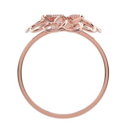 0.075 ct Round Cut Moissanite dainty Minimalist floral halo Cocktail star light 14K / 18K Solid Rose Gold everyday ring