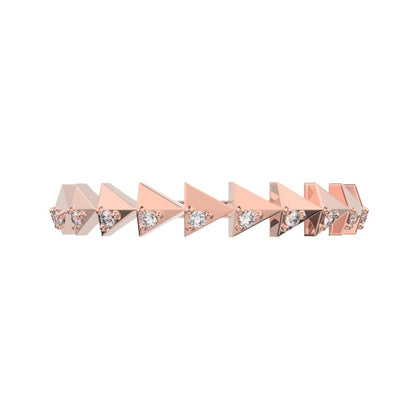 0.055 ct Round Cut Moissanite dainty Minimalist Stackable Arrow Half Eternity 14K / 18K Solid Rose Gold everyday wedding band