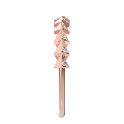 0.055 ct Round Cut Simulated Clear Diamond dainty Minimalist Stackable Arrow Half Eternity 14K / 18K Solid Rose Gold everyday wedding band