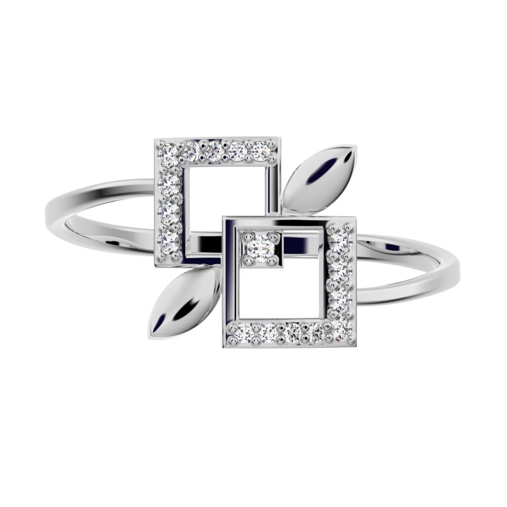 0.0675 ct Round Cut Simulated Clear Diamond dainty Minimalist halo cluster Cocktail times square 14K / 18K Solid White Gold everyday ring